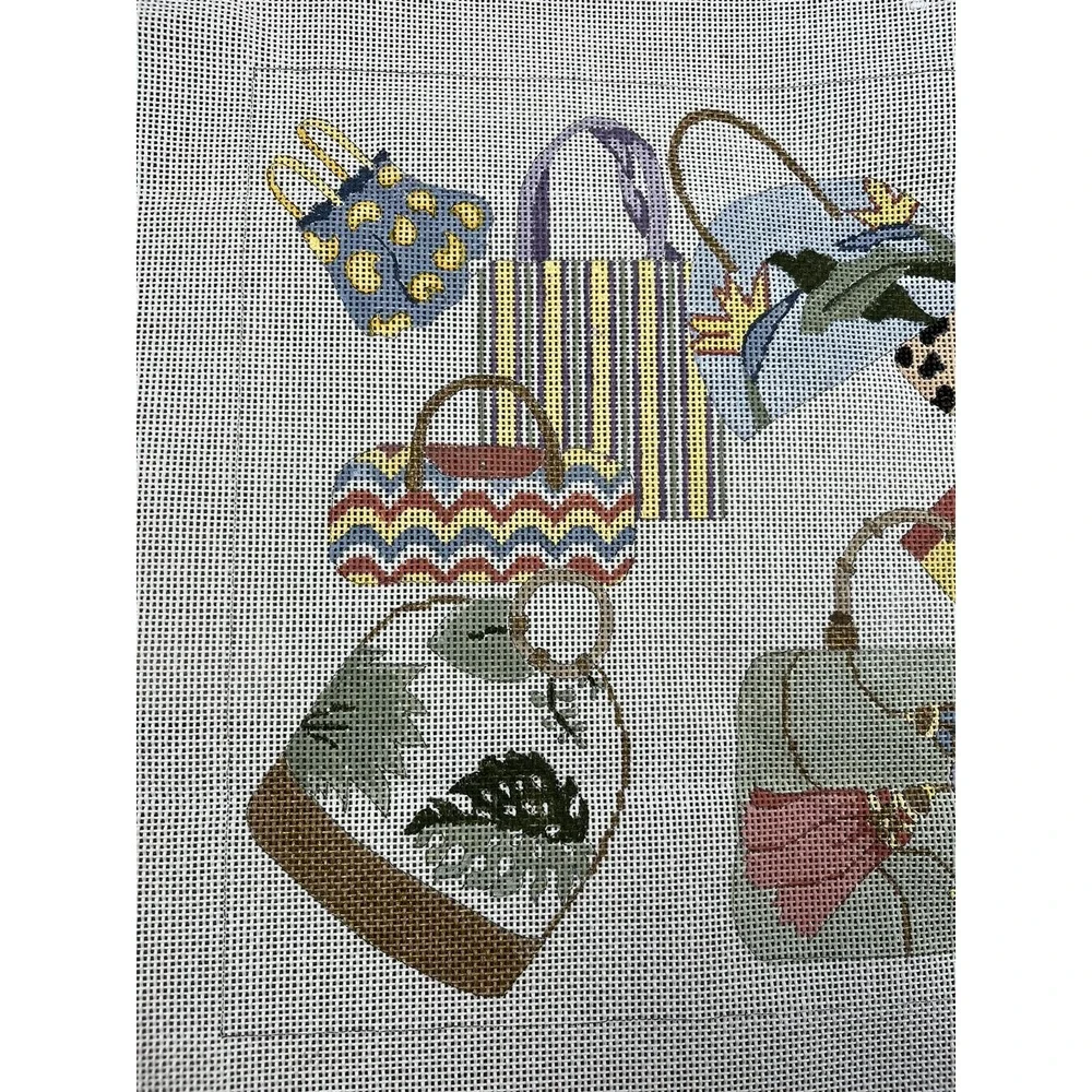 ROSALIE PETERS Handpainted Needlepoint Canvas Handbags Bags Pillow Design 13ct